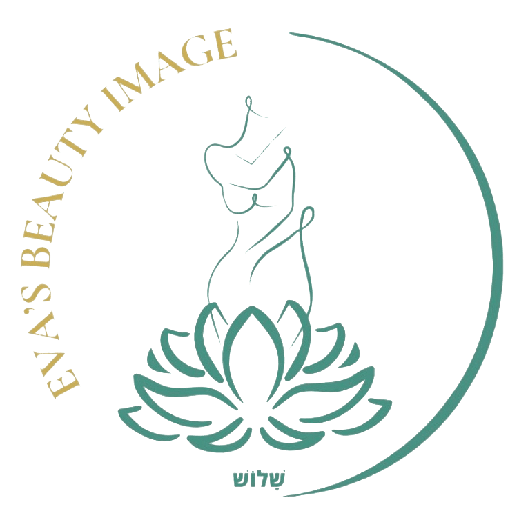 A logo of Eva's Beauty Image with a stylized lotus and a crowned figure.